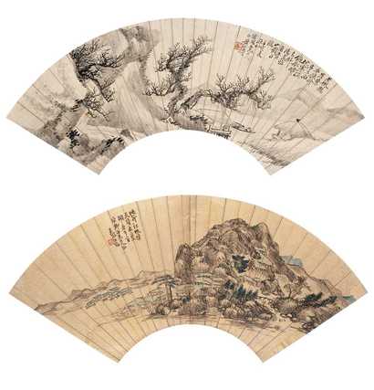 黄山寿 任预 吴滔 赵伯驹（款） 山水 扇面